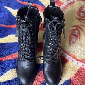 Heeled Black Lace Up Boots